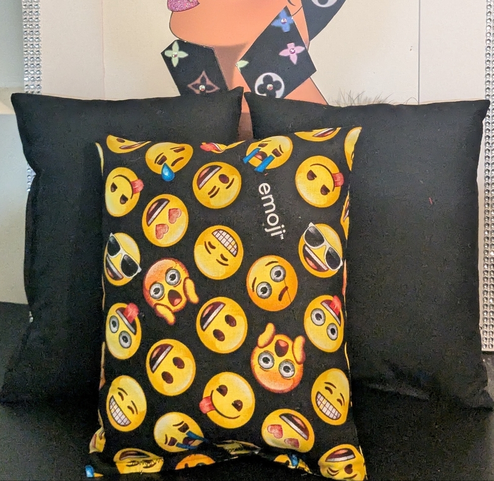 Purse Pillows SET of Three Handmade EMOJI's 😁😜😘😂🤣 Decorative Design